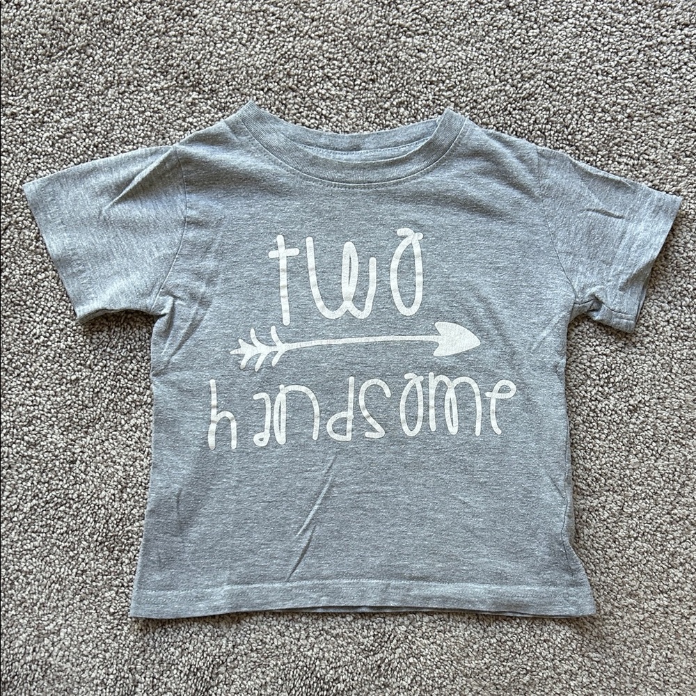 Gray Kids T-Shirt with 'Two Awesome' Print